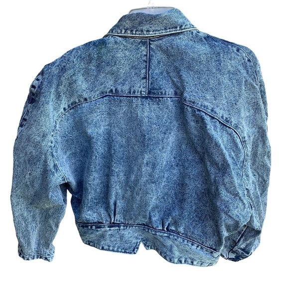 Vintage Denim Blue Jean Jacket Floral 80s Women’s Size Large - Picture 6 of 12